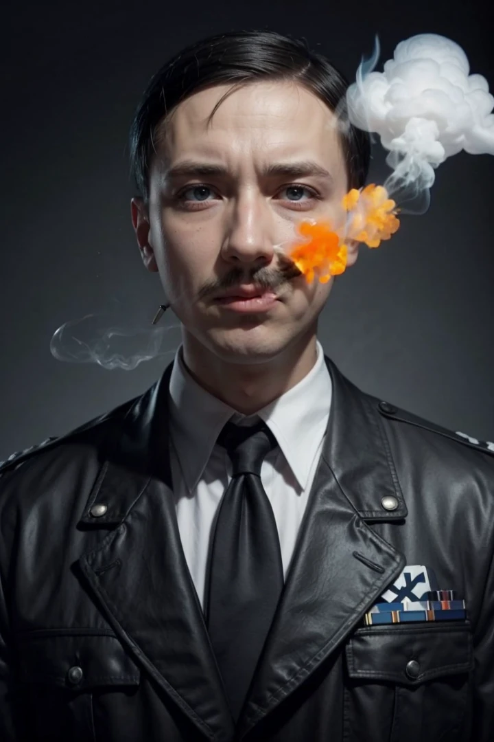 Adof Hitler smoking a kid