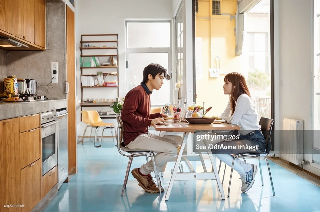 Please create a female and male anime. Both of 20 years old