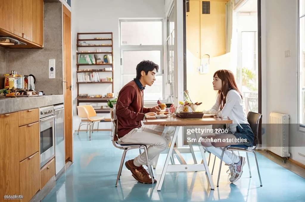 Please create a female and male anime. Both of 20 years old