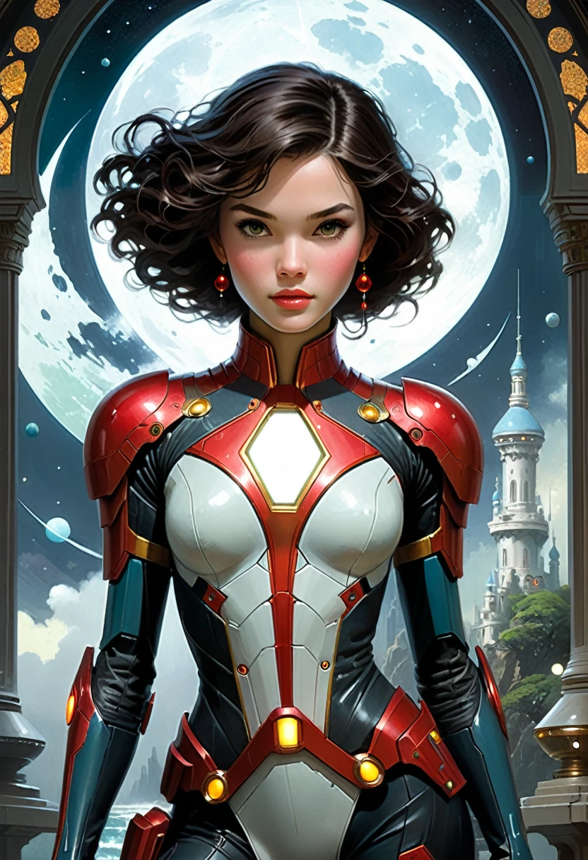 charactress, marvelous splendid, action art, movement style, adventure scifi, forceful exhilarating, art by thomas kinkade and tom bagshaw and yoji shinkawa