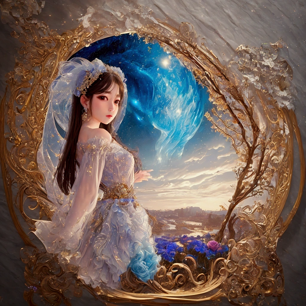 High resolution, masterpiece, Highest quality, High detail,Fairy、Rose、Fantasy、shooting star、universe、