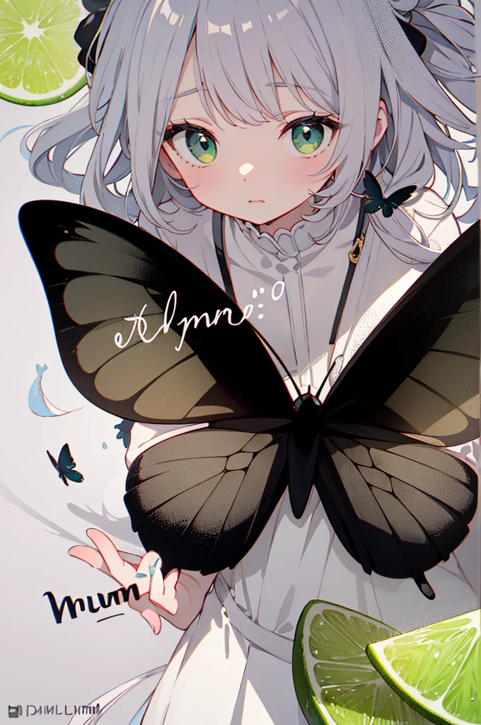 large black butterfly with its wings spread open. The background is a textured, misty grey with hints of green, creating a soft, ethereal atmosphere. There are lime slices positioned in the corners of the image, adding a vibrant pop of green color.
Overlaid on the butterfly's wing is the word "Lullm♥m" written in a yellow script font, possibly handwritten. In the bottom right corner, there is a small piece of text in Russian that reads "Я люблю маму," which translates to "I love mom" in English.
The image combines natural elements with a touch of personal sentiment, creating a visually appealing and emotionally resonant design