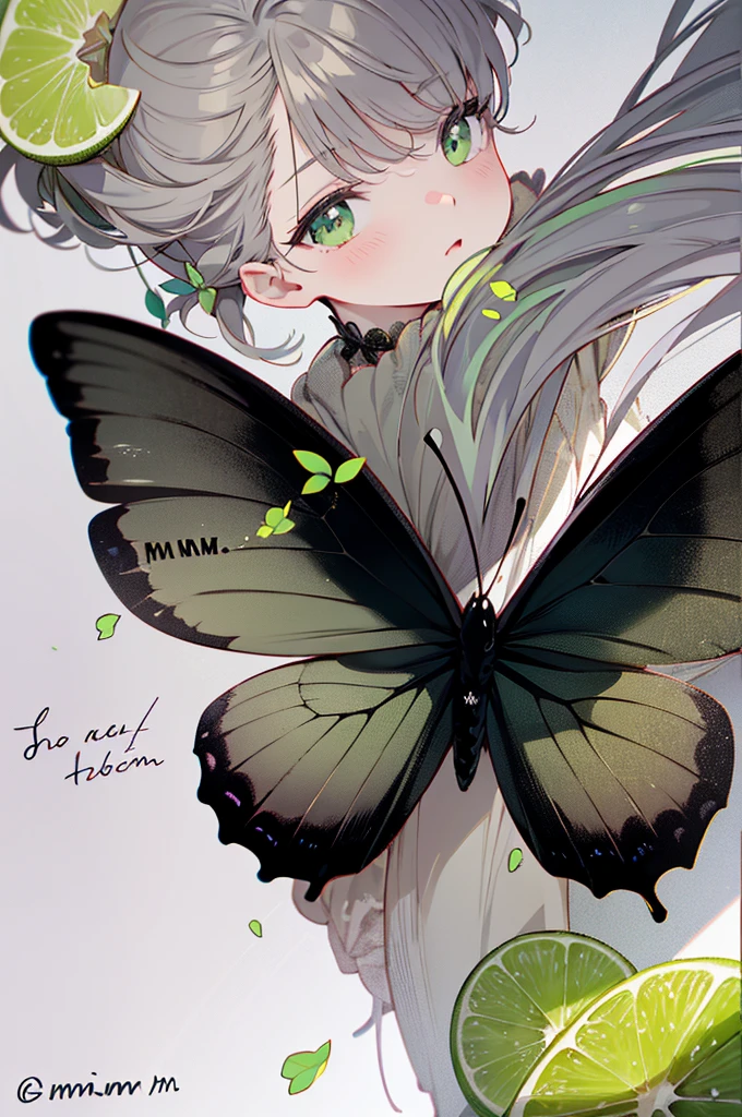 large black butterfly with its wings spread open. The background is a textured, misty grey with hints of green, creating a soft, ethereal atmosphere. There are lime slices positioned in the corners of the image, adding a vibrant pop of green color.
Overlaid on the butterfly's wing is the word "Lullm♥m" written in a yellow script font, possibly handwritten. In the bottom right corner, there is a small piece of text in Russian that reads "Я люблю маму," which translates to "I love mom" in English.
The image combines natural elements with a touch of personal sentiment, creating a visually appealing and emotionally resonant design