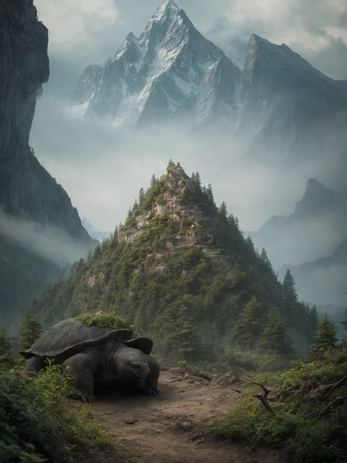 cinematic film, Realistic photograph,

a mountain in the form of a turtle, overgrown, giant, epic


,shallow depth of field, vignette, highly detailed, high budget, bokeh, cinemascope, moody, epic, gorgeous, film grain, grainy, 