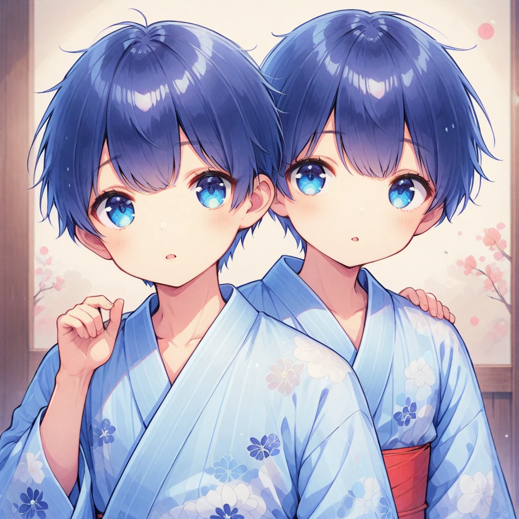 Navy Blue Hair,Dark blue eyes,mash,yukata,boy