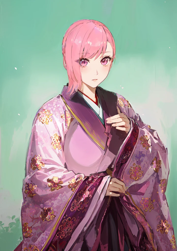 Pink Hair、Anime girl in purple dress,, Sakura Haruno, ((Wearing noble robes)), Goto Indian Summer, Sakura Haruno, Produced in collaboration with Anime Painter Studio, Inspired by Nishikawa Sukenobu, Glorious Makami, inspired by Eizan Kikukawa, Wearing Kimono, Yaoi Haruma, Wearing Kimono,big ,huge ,sex body,Three Kingdoms,Dynasty Warriors,Chinese style,Hanfu,Huge Breasts,Pink Eyes,Pink Hair,A bit sinister look,Cunning girl