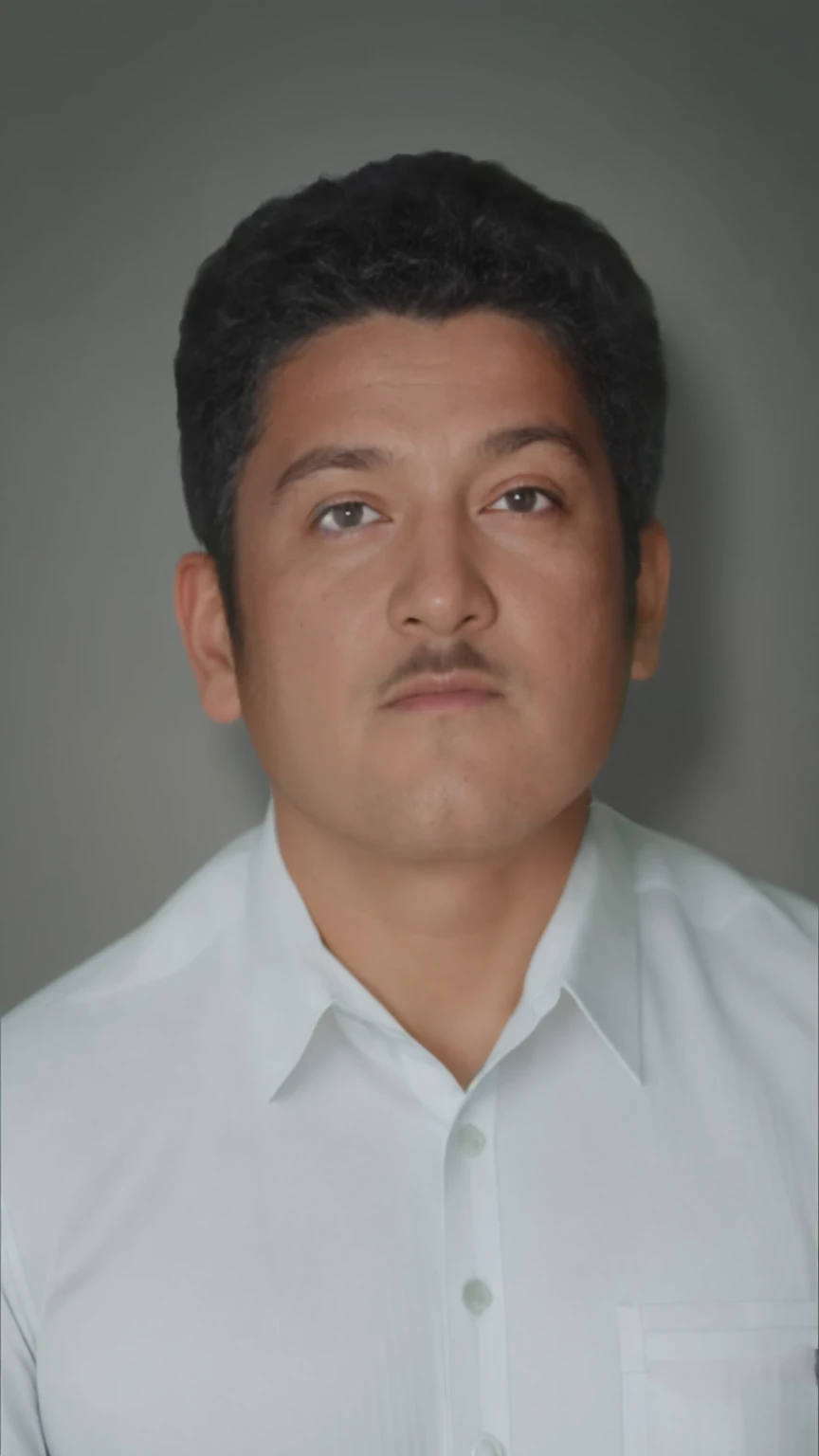 Make this photo look realistic and detailed, arafed man in a white shirt and tie looking at the camera, curly hair, 5 0 years old man, eloy morales, headshot profile picture, very detailed potrait, realistic portrait photo, close up potrait, profile portrait, very detailed face, very realistic face, very perfected face, very detailed clothes, very realistic clothes, very perfected clothes