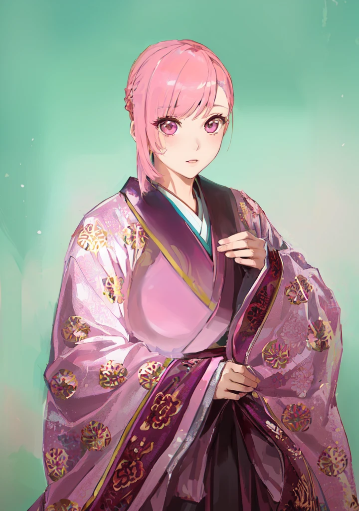 Pink Hair、Anime girl in purple dress,, Sakura Haruno, ((Wearing noble robes)), Goto Indian Summer, Sakura Haruno, Produced in collaboration with Anime Painter Studio, Inspired by Nishikawa Sukenobu, Glorious Makami, inspired by Eizan Kikukawa, Wearing Kimono, Yaoi Haruma, Wearing Kimono,big ,huge ,sex body,Three Kingdoms,Dynasty Warriors,Chinese style,Hanfu,Huge Breasts,Pink Eyes,Pink Hair,A bit sinister look,Cunning girl
