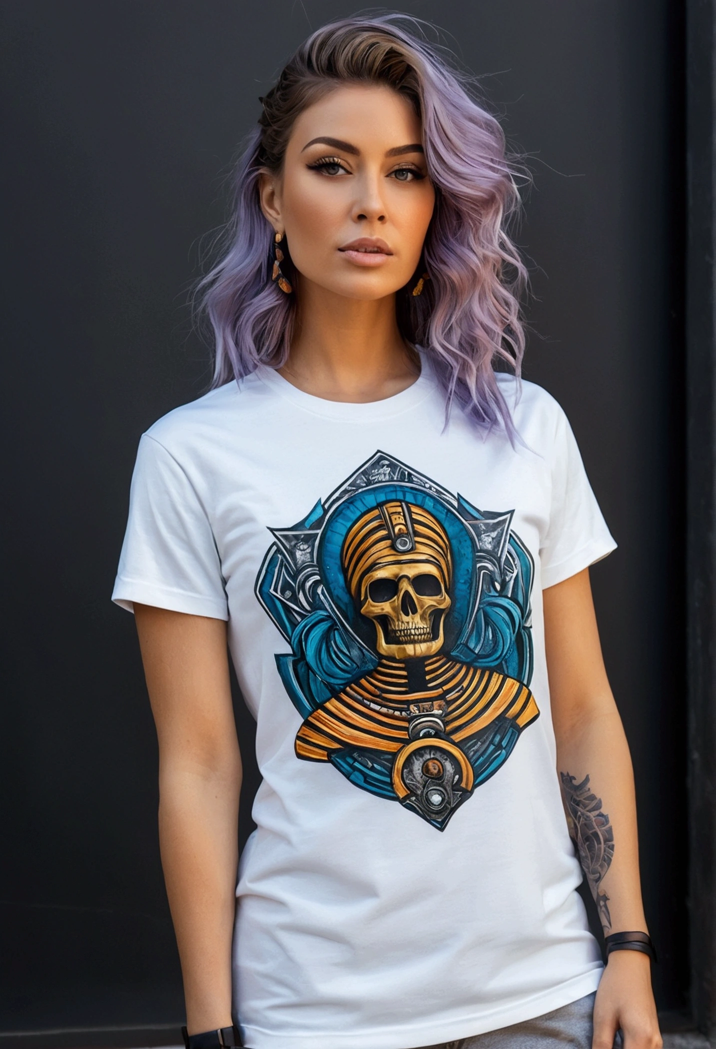 T-shirt design: [mummy] isolated objects, sports team logo, clean design, neon colors, 
in the style of a tattoo design, epic instagram, artstatin, graphic art, sticker art, 
epic 8k shirt design graphic, no image noise, --no lettering, hands, finger --v 4 --q 5