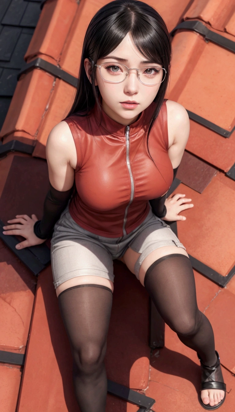 anime girl with glasses sitting on a roof with her legs crossed, hinata hyuga, hinata hyuga from naruto, portrait of tifa lockhart, from naruto, tifa lockhart, tifa lockhart portrait, sakimi chan, sakura haruno, beautiful anime girl squatting, seductive tifa lockhart portrait, tifa, range murata and artgerm
