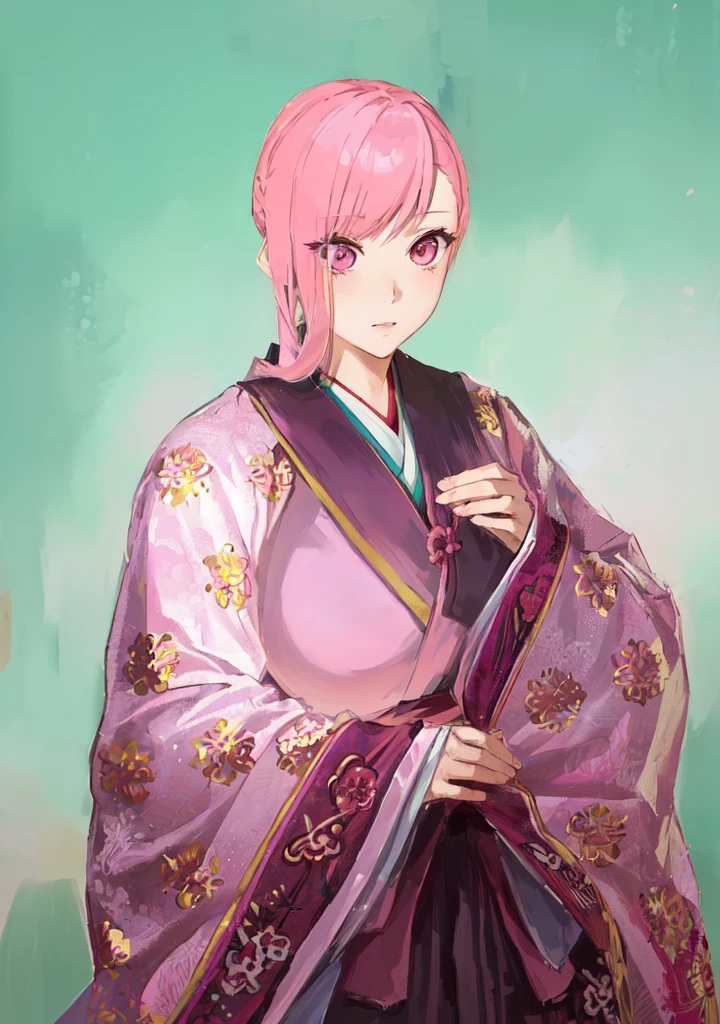 Pink Hair、Anime girl in purple dress,, Sakura Haruno, ((Wearing noble robes)), Goto Indian Summer,Produced in collaboration with Anime Painter Studio, Inspired by Nishikawa Sukenobu, Glorious Makami, inspired by Eizan Kikukawa, Wearing Kimono, Yaoi Haruma, Wearing Kimono,big ,huge ,sex body,Three Kingdoms,Dynasty Warriors,Chinese style,Hanfu,Huge Breasts,Pink Eyes,Pink Hair,A bit sinister look,Cunning girl,fate Miyamoto Musashi