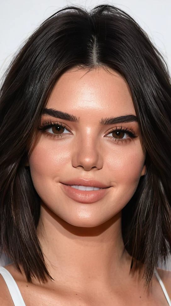 Belle brune, 24 ans, ultra réaliste, ressemble à Kendall Jenner, dans son bacon, visage mignon, Un visage incroyablement beau, Pull surdimensionné, clivage, Visage timide, pourquoi sourire, tout le corps