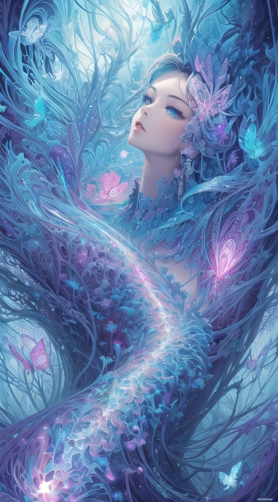 (masterpiece, top quality, best quality, official art, beautiful and aesthetic:1.2),extreme detailed,(fractal art:1.3),colorful,highest detailed,Dreamy Atmosphere,Bright color,
hudie,luminescence,butterfly,