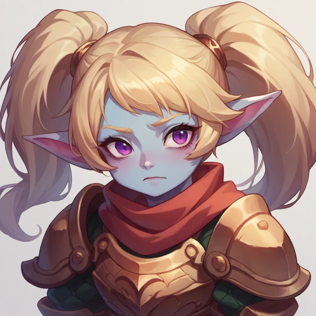 score_9, score_8_up, score_7_up, score_6_up, source_anime,
1girl, solo,  poppylol, colored skin, blonde_hair, purple_eyes, poparmour, armor, scarf, Sentada en una roca, feliz