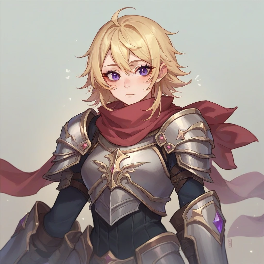 score_9, score_8_up, score_7_up, score_6_up, source_anime,
1girl, solo,  poppylol, colored skin, blonde_hair, purple_eyes, poparmour, armor, scarf, Sentada en una roca, feliz