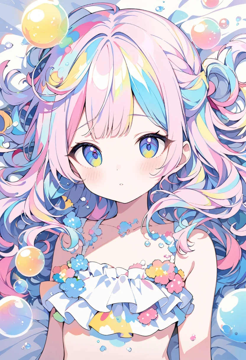 Momoko Sakura Style、8K quality、Intense watercolor, detailedな水彩アート, Watercolor splash, Surreal, Avant-garde pop art, Beautiful and expressive paintings, Beautiful artwork illustration, Very colorful tones, wonderful, Cool Beauty, Highest quality、Official Art, Vector art, Stylish design, (((水着姿の最も美しいTwo Girls))), (((Highest quality))), High resolution, ((detailed)), (((Doodle Art)), ((masterpiece)), ((Super detailed)), (((Colorful soap bubbles))),(((bed、Shyness))),(((((Two Girls)))))