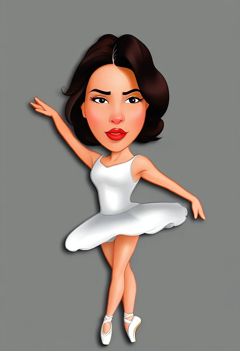 cartoon ballerina in white dress with red lips and white shoes, estilo caricaturel, caricature, cartoon digital art, she is dancing. realisitic, digital art cartoon, in cartoon style, dressed as a ballerina, cartoon art style, BALLET style pose, ballerina, cartoon digital painting, BALLET, BALLET dancer, digital art of an elegant, prima ballerina, cel shaded!!!, 8k