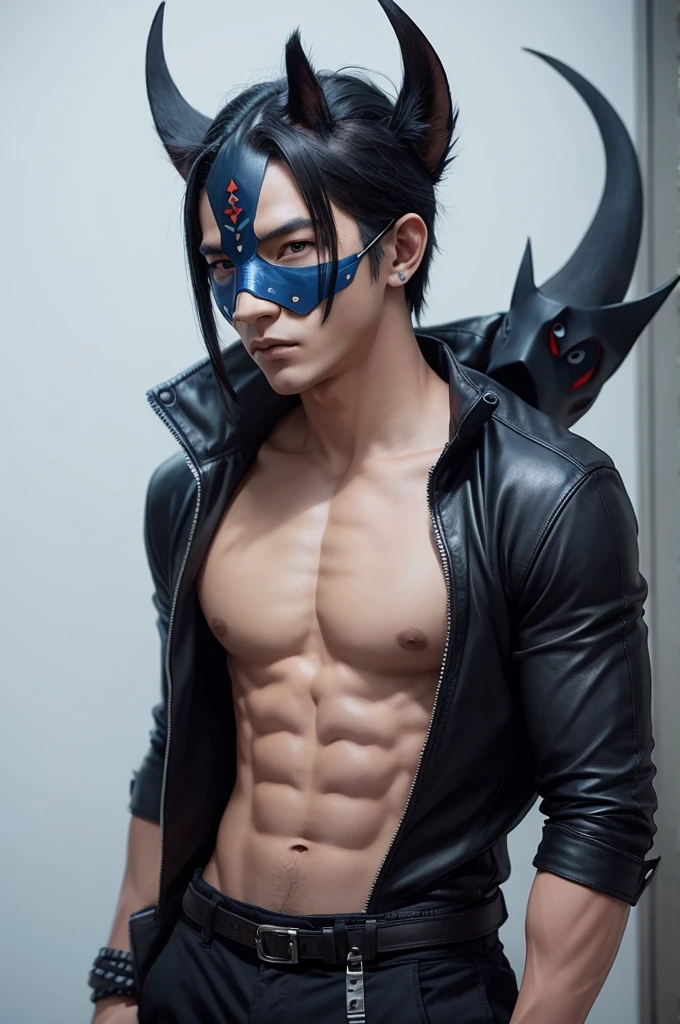 Male avatar with oni mask