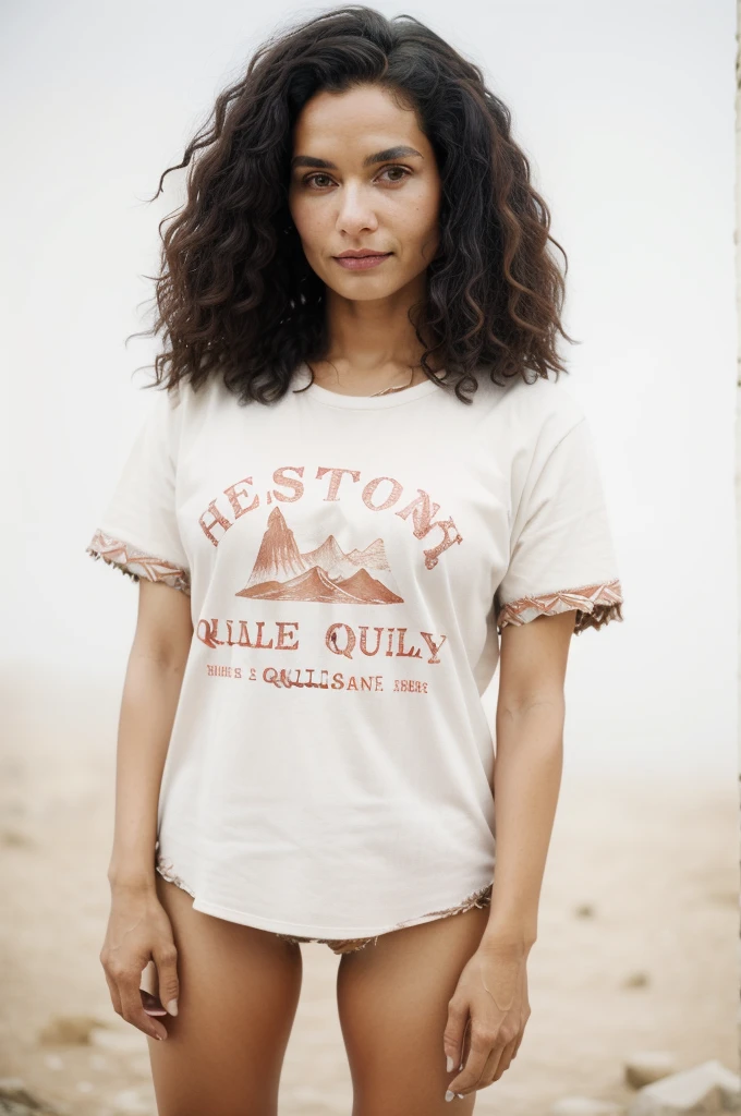 (high qualiy, close up), stone_Woman, holding stone-spear, moutain, wasteland, (Depth of field),