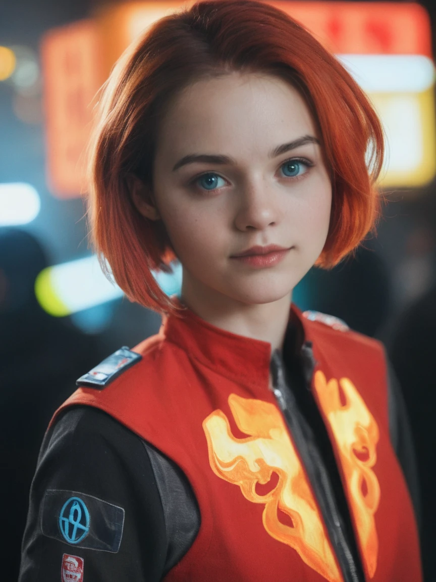 cinematic film, Realistic photograph,

Best quality, Raw photo, face portrait, a young cyborg woman with fiery red hair. Her face fills the frame, bathed in neon hues, exuding determination and mystery amidst a futuristic backdrop, Fujicolor Pro 400H, L USM

,shallow depth of field, vignette, highly detailed, high budget, bokeh, cinemascope, moody, epic, gorgeous, film grain, grainy, 