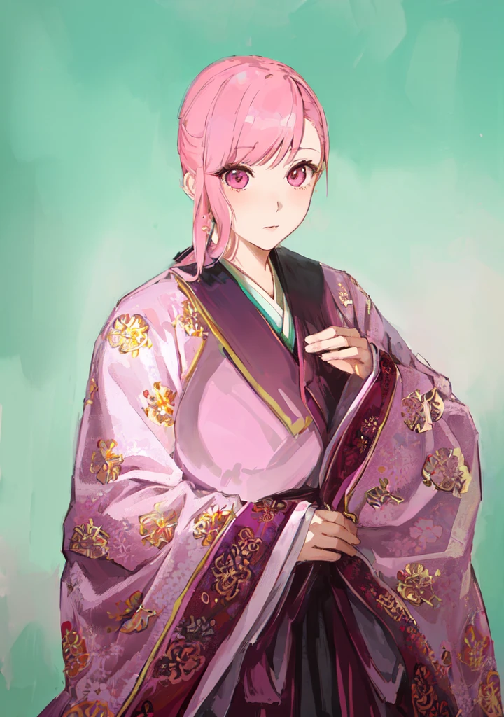 Pink Hair、Anime girl in purple dress,, Sakura Haruno, ((Wearing noble robes)), Goto Indian Summer,Produced in collaboration with Anime Painter Studio, Inspired by Nishikawa Sukenobu, Glorious Makami, inspired by Eizan Kikukawa, Wearing Kimono, Yaoi Haruma, Wearing Kimono,big ,huge ,sex body,Three Kingdoms,Dynasty Warriors,Chinese style,Hanfu,Huge Breasts,Pink Eyes,Pink Hair,A bit sinister look,Cunning girl,fate Miyamoto Musashi