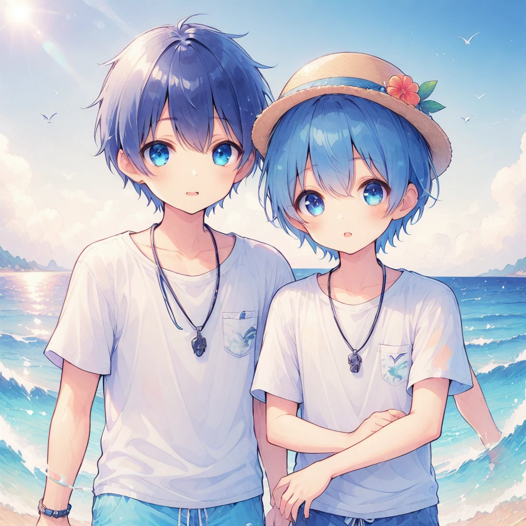 Navy Blue Hair,Dark blue eyes,summer,mash,boy