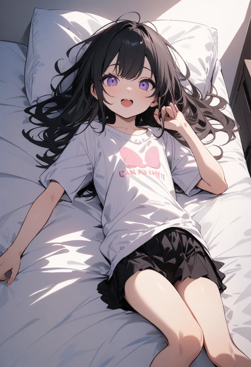 high quality, 最high quality、 Stylish design, (((The cutest girl))), ((Thin legs))、(((最high quality))), High resolution, ((detailed)), ((masterpiece)), ((Super detailed)), 、Black Hair、Inner Color、((Lying on your back in bed),underwear,I can hit it),((Sexual))