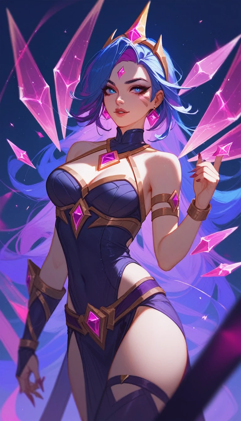 (Fraction_9,Fraction_8_Direction_7_up), （（1个female人））（1个female人），female，League of Legends，Sexy clothes，