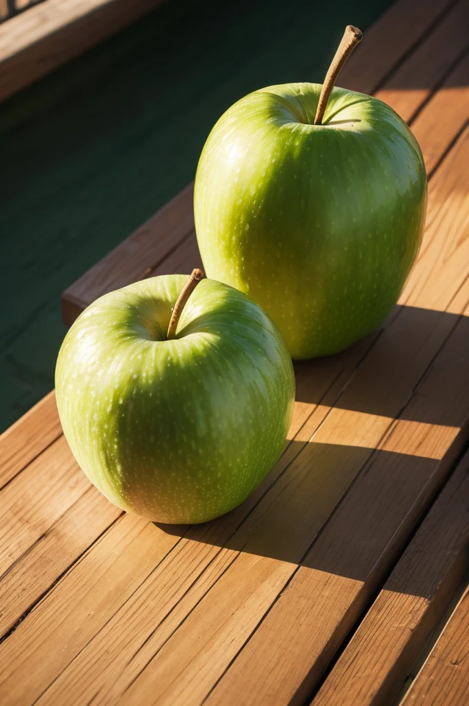 Green apple on a table