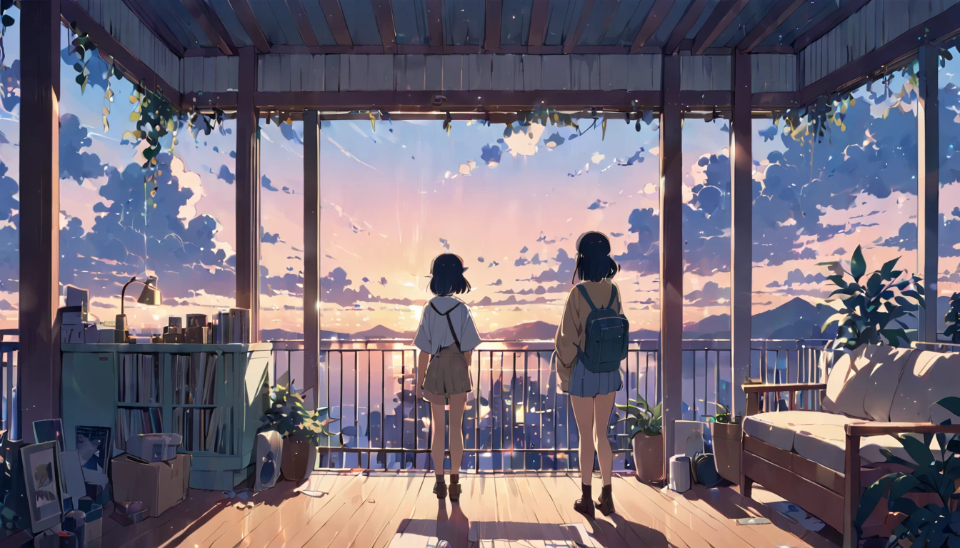 (Masterpiece:1.2), (Lofi anime Aesthetic), (best quality), estilo anime ((makoto shinkai)), makoto shinkai&#9, background anime full hd, conceptual artwork, tumblr, magical realism, cute anime, anime full hd, anime movie backgrounds, Ultra range of scene details