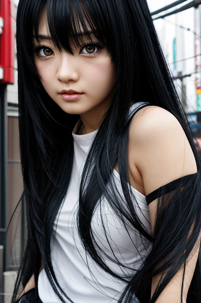 Tokyo revengers long black hair girl with black eyes anime