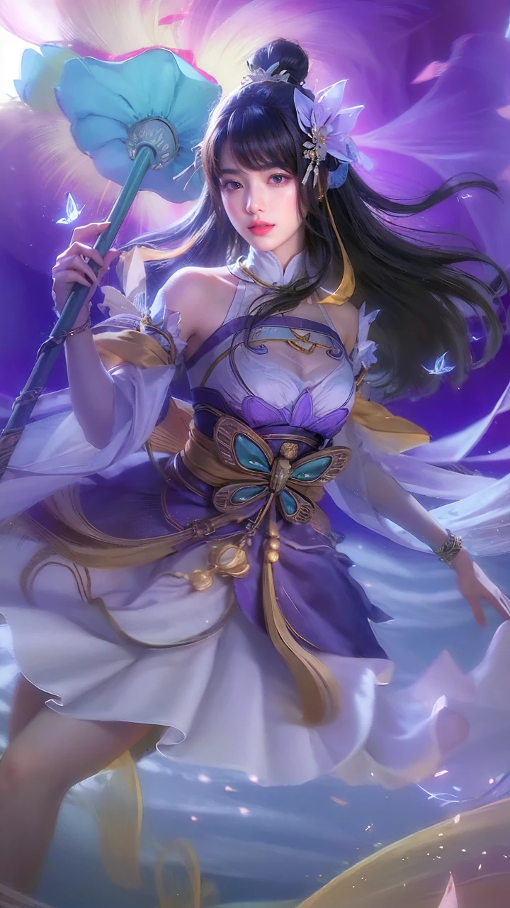 best quality, masterpiece, photo realistic, ultra realistic, raw photo, 1girl, hanfu, standing in front a house, hair ornament, bracelet, beautiful face, beautiful eyes, detailed background, finely detailed
