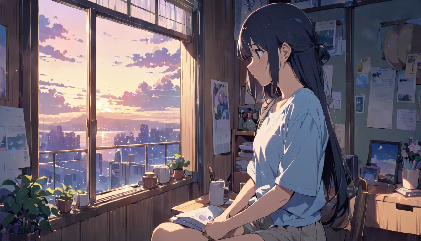 (Masterpiece:1.5), (Lofi anime Aesthetic), (best quality:1.5), anime style (([makoto shinkai])), makoto shinkai&#9, background anime full hd, conceptual artwork, tumblr, magical realism, cute anime, anime full hd, (anime movie backgrounds), Ultra range of scene details, Beautiful