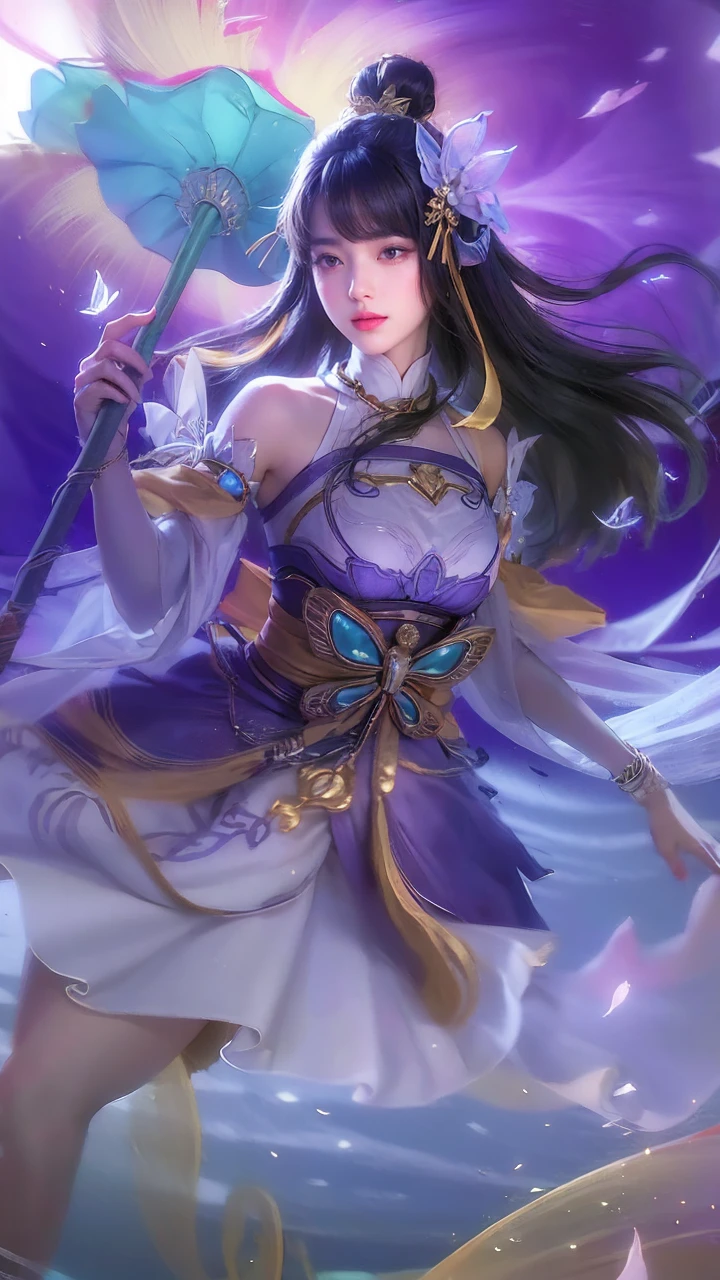 best quality, masterpiece, photo realistic, ultra realistic, raw photo, 1girl, hanfu, standing in front a house, hair ornament, bracelet, beautiful face, beautiful eyes, detailed background, finely detailed