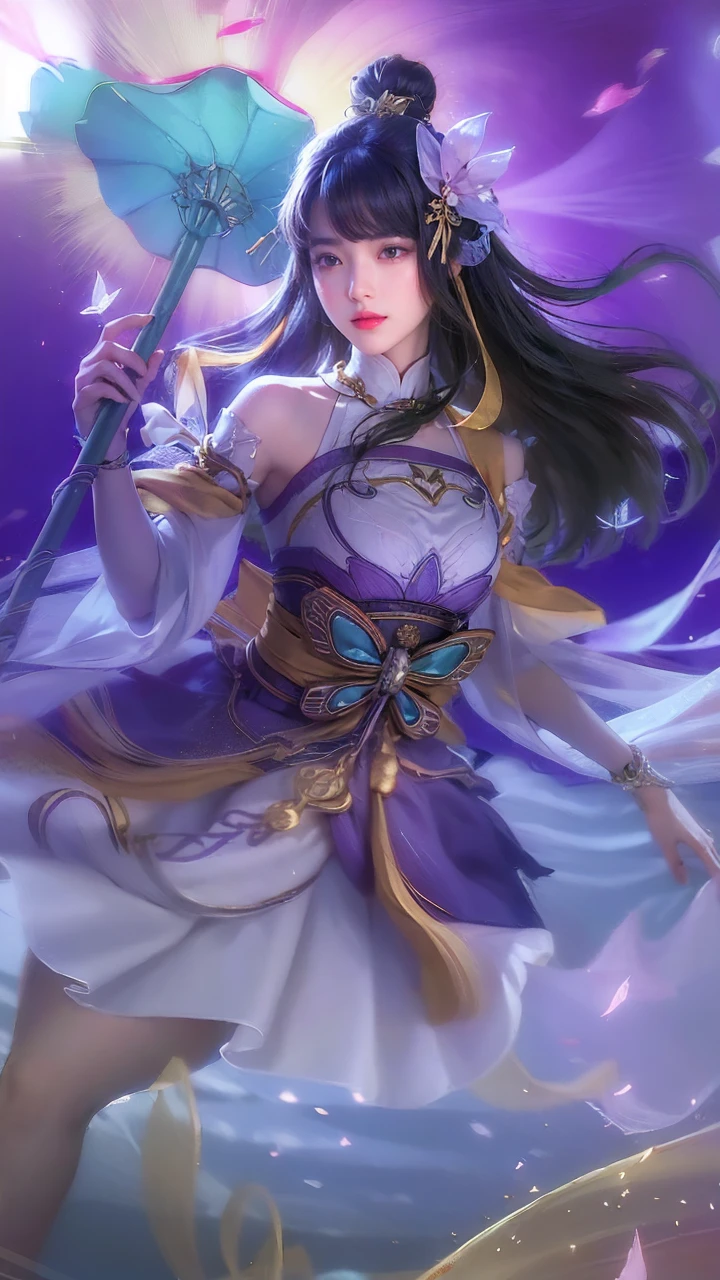 best quality, masterpiece, photo realistic, ultra realistic, raw photo, 1girl, hanfu, standing in front a house, hair ornament, bracelet, beautiful face, beautiful eyes, detailed background, finely detailed