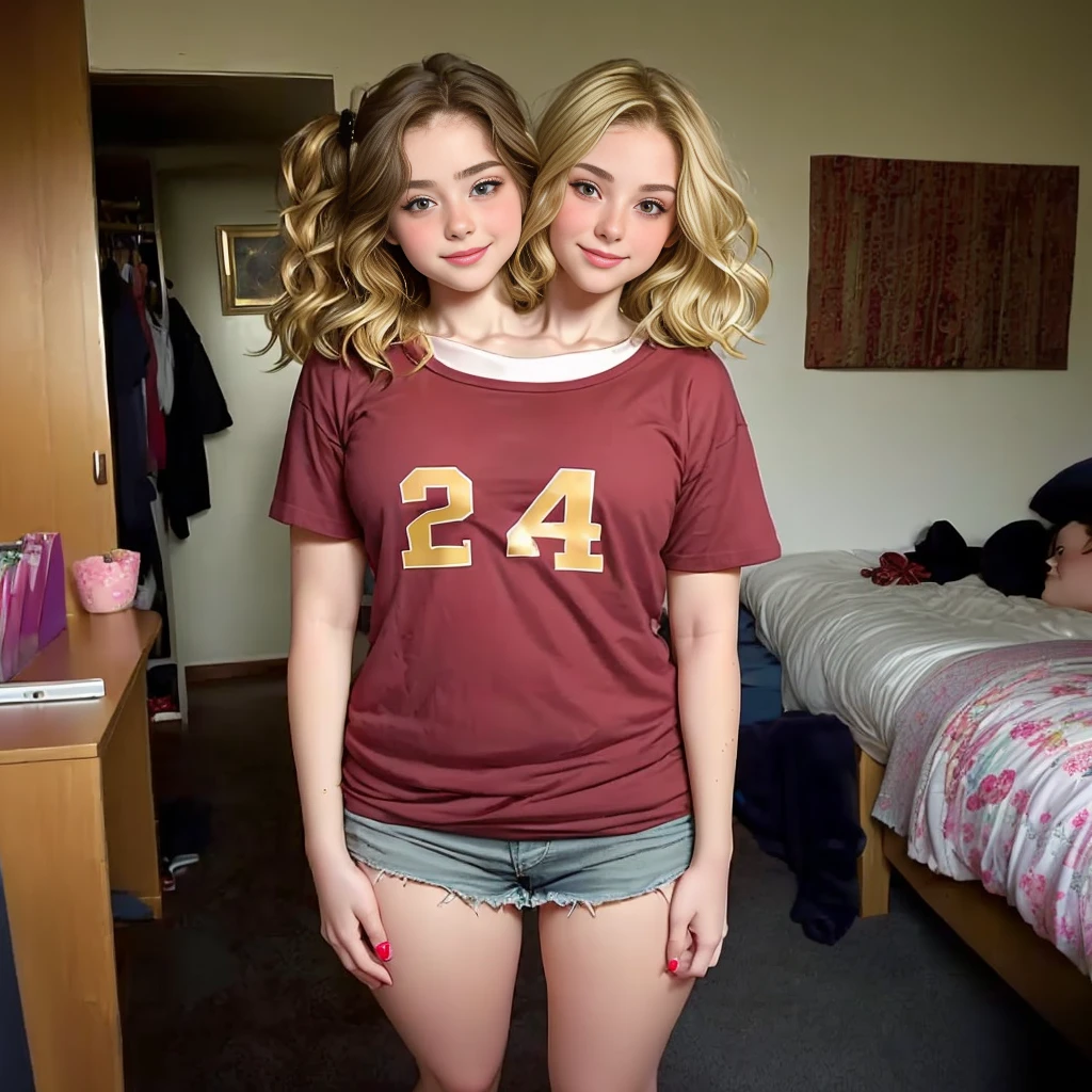 2heads, two headed girl, (two legs:1.5), (12 year old girl:1.5), (red hair:1.5), (blonde hair:1.5)