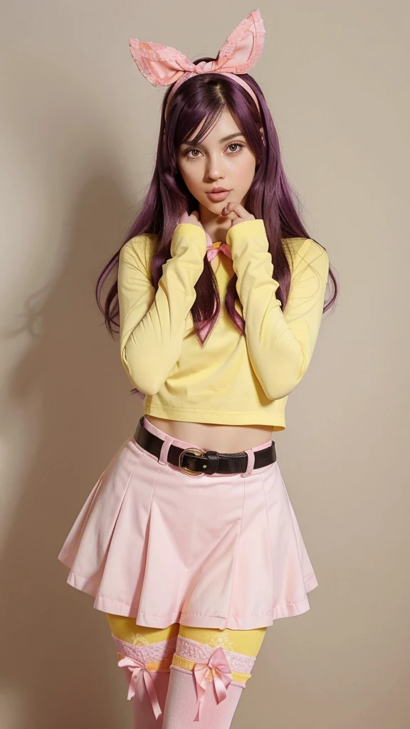 (((girl 9 ))) ,ssexy girl in pink lingerie and lace stockings,,Stephanie | Lazy Town,pink skirt,pink shirt,lift skirt