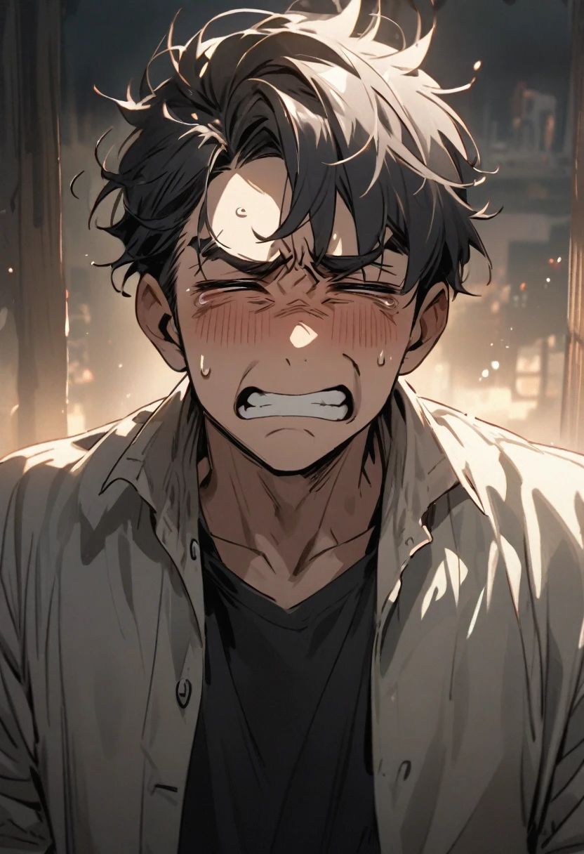 Man with upset and sad expression