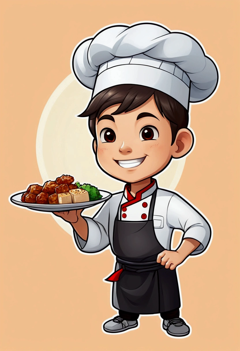 Cartoon boy holding a plate of food giving thumbs up, Telegram Stickers, Red Cliff, Telegram Stickers design, tasty, Map tofu cartoon, Offer a plate of food, Kebabs, Kawaii, Genzoman, Best Chef, Hannah's Daughter, Hayao Miyazaki, delicious food, Ahmad, akiman, Hayashida