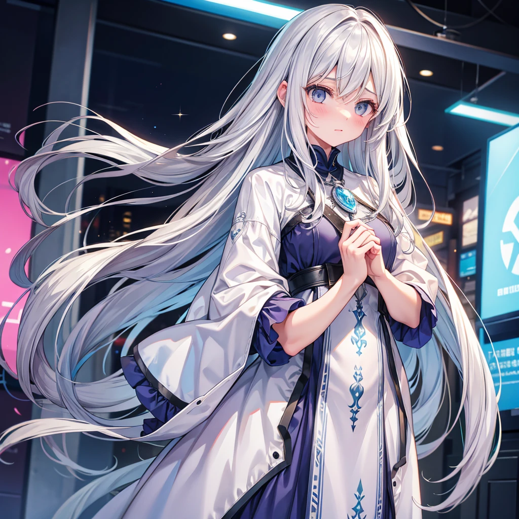 Silver Hair　long hair　Beauty　One person　Adult　Embarrassed　Light clothing