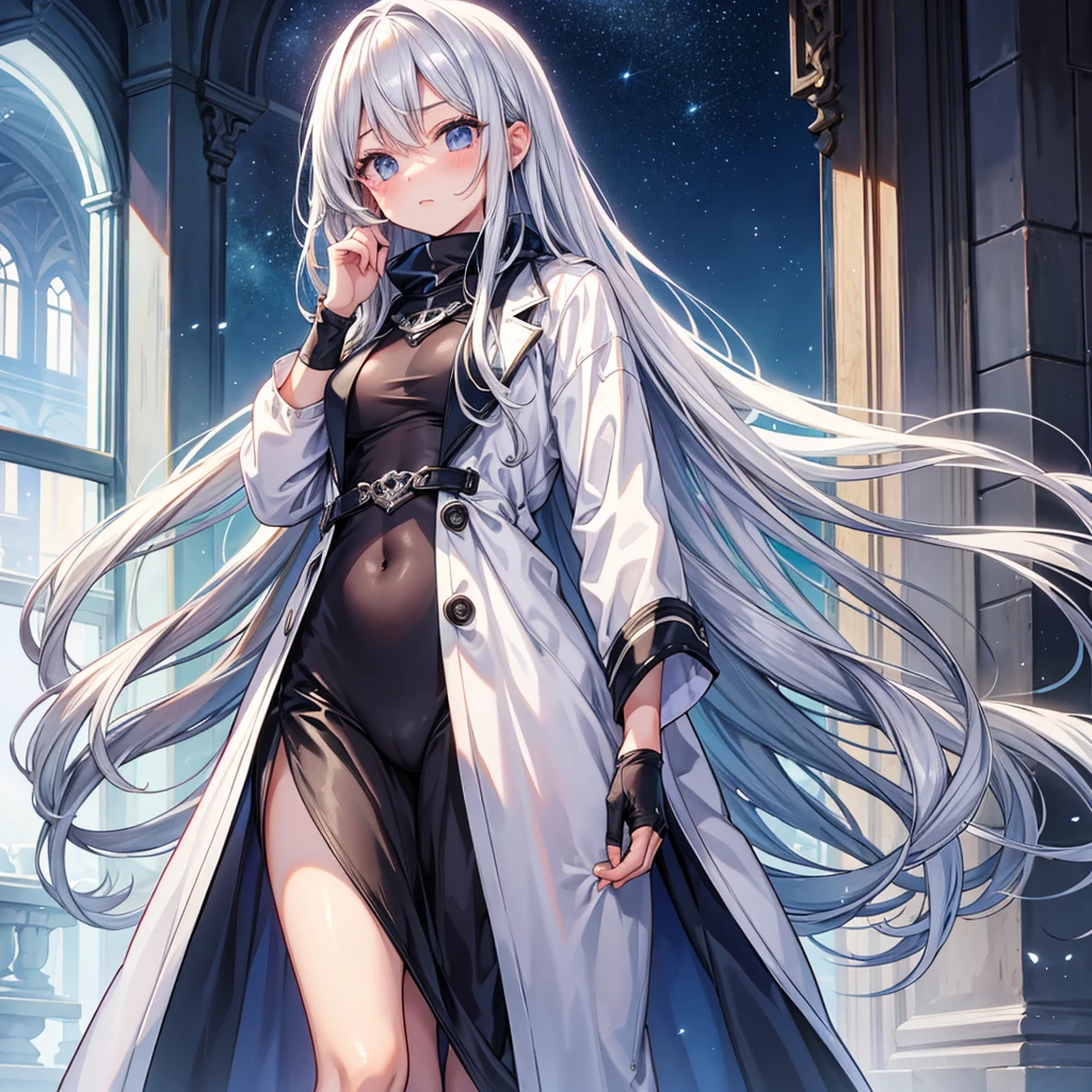 Silver Hair long hair Beauty One person Adult Embarrassed Light clothing