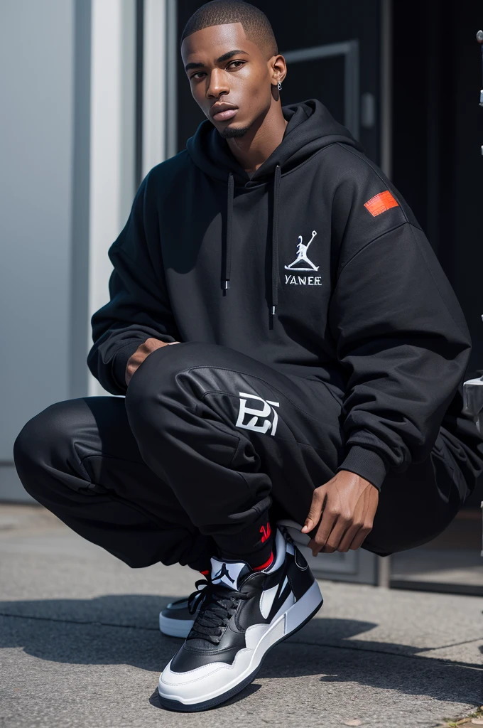 Make a man with the Vlone sweatshirt and a Dior Air Jordan