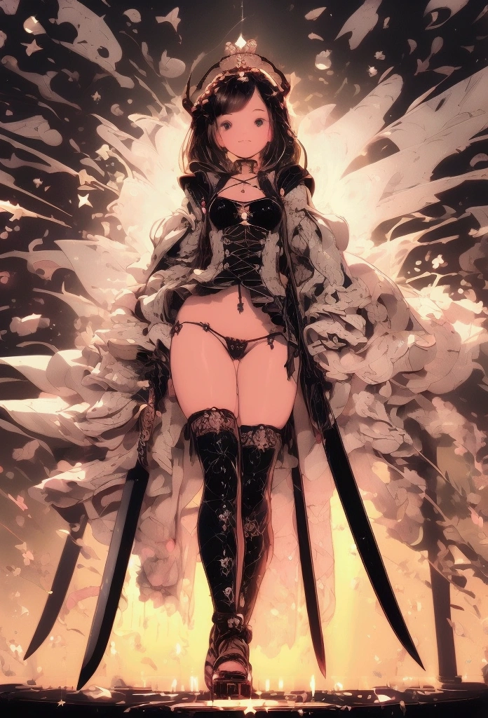 nsfw, masterpiece, best quality, ultra detailed, , a girl, swordsman, long sword in hand, covered in wounds, {bloodstained}, {bandages}, gothic Lolita fashi twin-tailed green and black hair, {tattered clothes}, medieval European battlefield, running, in battle, sprint, with a castle, surrounded by stars and a meteor shower, at night ,afterimage, full body, symmetrical structure of top and bottom