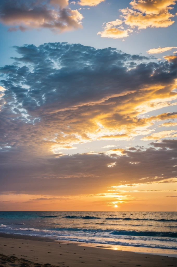 Beach, sunset, big clouds, hesrt shape cloud, 