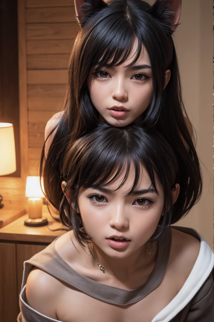 (8K、RAW Photos、Highest quality、masterpiece:1.2)、(Real、Photorealistic:1.4)、(nsfw:1.2)、Dynamic Angle、Sharp Focus:1.2、(超Realな肌の質感、Highly detailed eyes and face)、(Cool Japanese women:1.1)、Shiny skin、Large Breasts