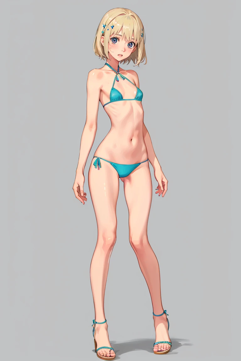 masterpiece, Best quality, a high resolution, a high resolution, extremely detailed, young women in bikinis. long legs. tanned skin. whole body. bald head. White background