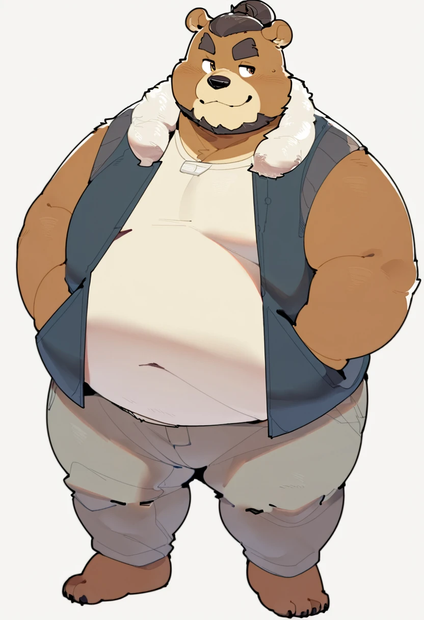 Chubby, furry,male , anthro bear, very plump, middle aged  , detailed eyes ,Thick beard, seductive  , detailed , half body , wearing color block hoodie, extremely hot and sexy, full detailed eyes, by hyaku ,by darkgem, by glitter trap boy, by jumper bear,wearing circular glasses, wearing white tshirt, cute smile, full set of teeth, perfect teeth, cute smile, seductive smile, winking, big butt in boxer briefs, big bulge, bear tail, cute bear tail, sexy pose, seductive pose, hair pushed to the side, detailed mouth, winking, showing off butt, hand on bulge