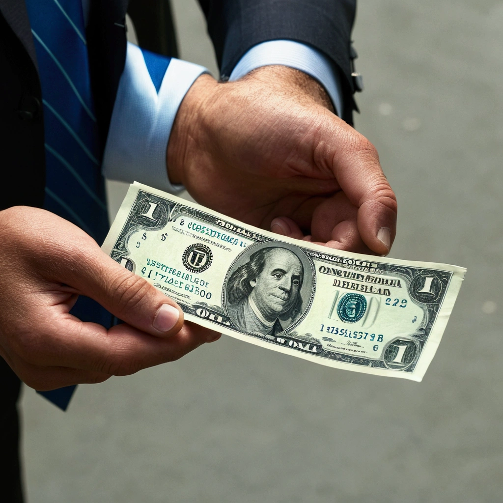 someone is holding a dollar bill with a blue tie around it, zoomed view of a banknote, dollar bill, middle close up shot, holding it out to the camera, dollar bills, a wide full shot, dollar bank notes, middle shot, detailed wide shot, banknote, usa-sep 20, high angle close up shot