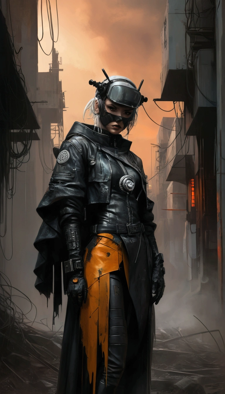 Macabre machines, beautifully strange female cyborg mercenaries assassin, enhanced undead machine human ((dominatrix leather outfits)), alternative art, ((machine hallucinations)), japanese dark wave aesthetic, future tech cyborg soldier, hostile agent, industrial grunge, cyborg mercenary, Spectacular artistic fusion, raw, vivid and gritty art, broody, mysterious, (((grunge white katakana abstract lettering background))), dark and unsettling, hazy, atmospheric, red glow, ominous sky, post-cyberpunk industrial dark wave futuristic renaissance, clandestine ops,  (cerebral horror) black grunge metal body, grunge colour abstract punk, art that shocks, macabre, dark underlying narrative, crimson smokey eerie haze, immersive storytelling art, fantasy sci-fi horror art, space opera, cosmic horror story, dark wave enigmatic), (digital analog-industrial-post cyberpunk), ( edge lighting, holographic ghost stealth tech ghost— protective armour), science fiction painting by Robert Sammelin, FRIENDLY ROBOT, David levy, exquisite sci-fi horror and gritty storytelling, dark dystopian surrealism, Minovo Wang, Yoji Shinkawa, Nivanh Chanthara, Rentao, Marco Nelor, Andy Chen, Justin Murray, Xiaoyu Wang and dash of apocalyptic manga art Tsutomu Nihei & Koda Kazuma, superb concept art introspective existential and macabre art by Alexey Egorov, Eric Bossick,and H.R. Giger, ominous sky details, Pascal Blanché, Jules Olitski, atmospheric art by Darek Zabrocki, Emmanuel Shiu and Christian Pearce, Aaron Beck and Ben Mauro), riveting art—Brad Wright and Hebron PPG and Christian Limmer, Fausto De Martini, Alex Ichim, Maciej Kuciara and Ville-Valteri Kinnuenen, (dark cinematic lighting), chiaroscuro, sharp details, Kojima Productions, dreamlike diffusion, nightmarefuel, dominatrix, vivid dark grunge erotica, ritualistic dark art, riveting art, matte black look