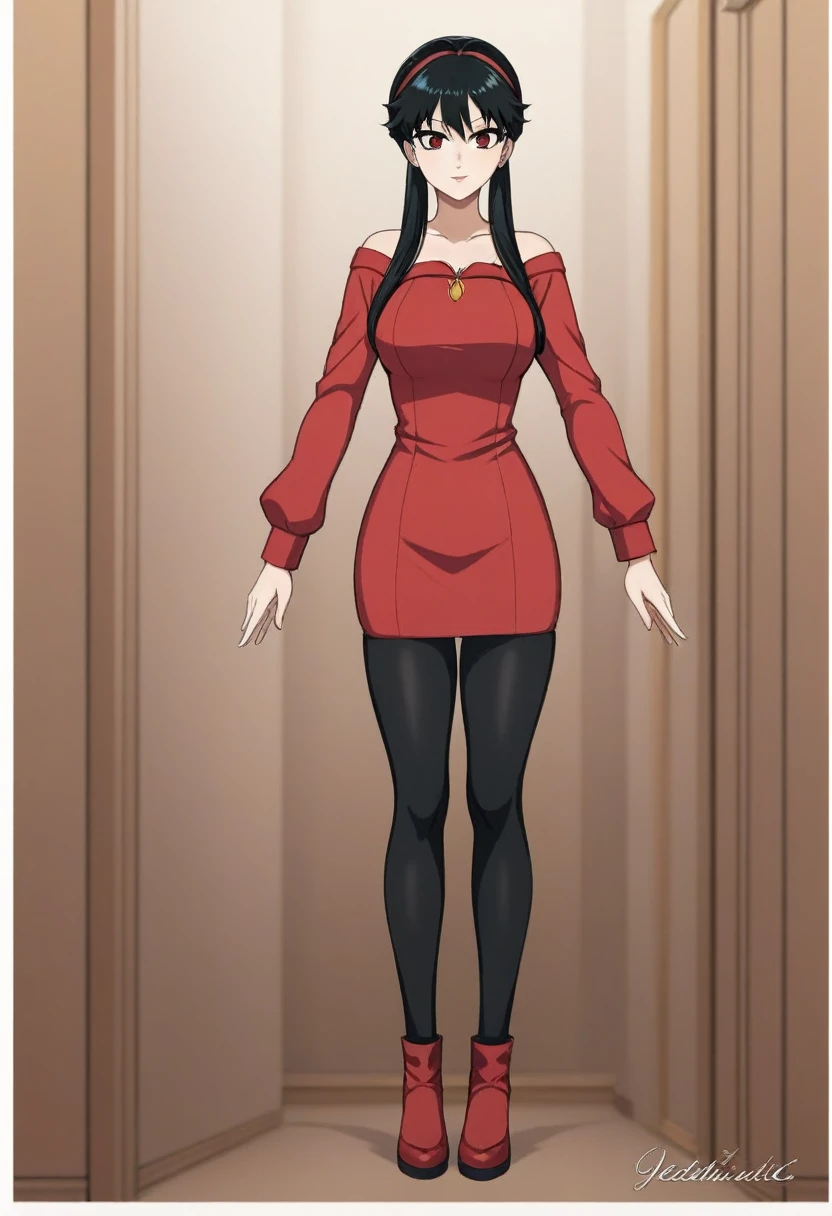 a woman in a red top and black pants posing for a picture, seductive anime girl, rin tohsaka, attractive anime girl, female anime character, anime woman, beautiful alluring anime woman, beautiful anime woman, cute anime waifu in a nice dress,  in dress, nico robin, anime full body illustration, ( ( ( yoshinari yoh ) ) )